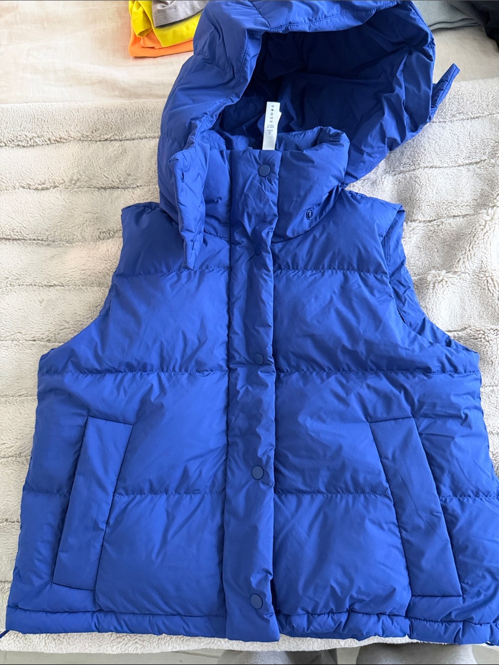 Lululemon Wunder Puff Cropped Vest Cobalt Blue Detachable Hood Down Puffer - Picture 3 of 5